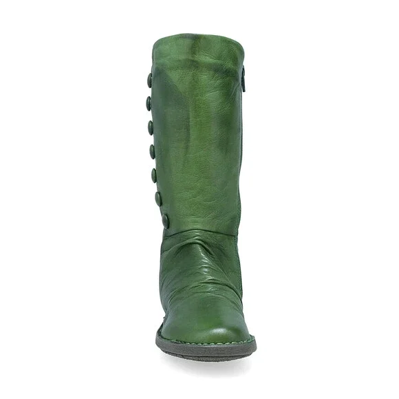 Miz Mooz Petrillo Women's US 9-9.5 Green Leather Ruched Mid-Calf Boots RHS5431